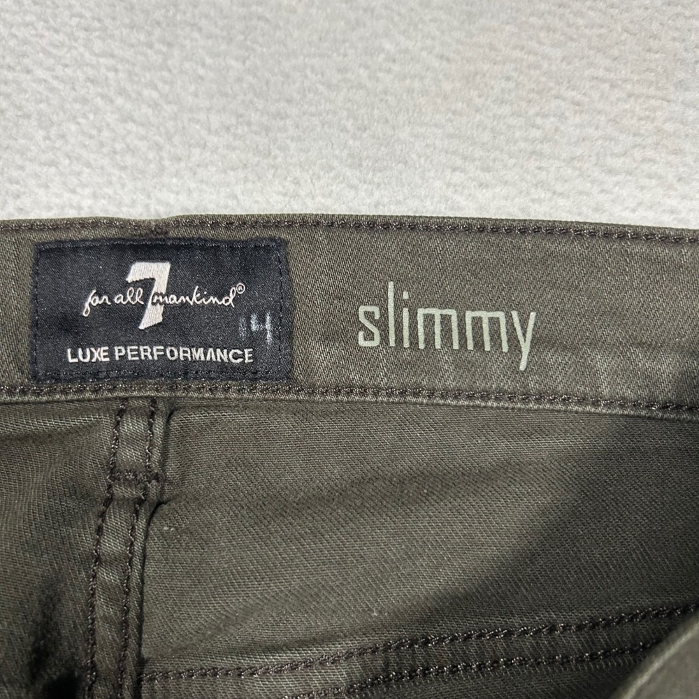 7 For All Mankind Slimmy Jeans Mens 32 Olive Green Luxe Performance Slim Fit - Picture 7 of 11